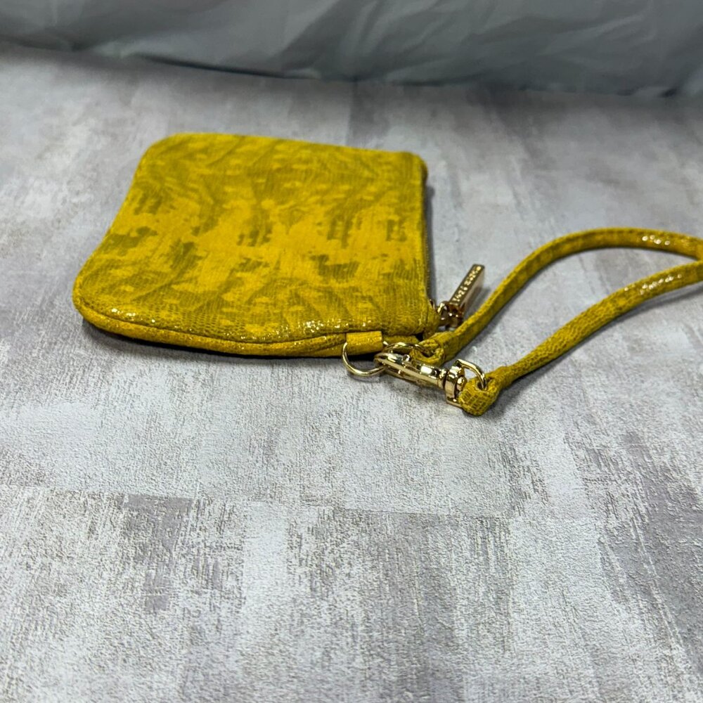 TORY BURCH Reva Croc Embossed Leather Wristlet Wallet - Yellow - Picture 7 of 9